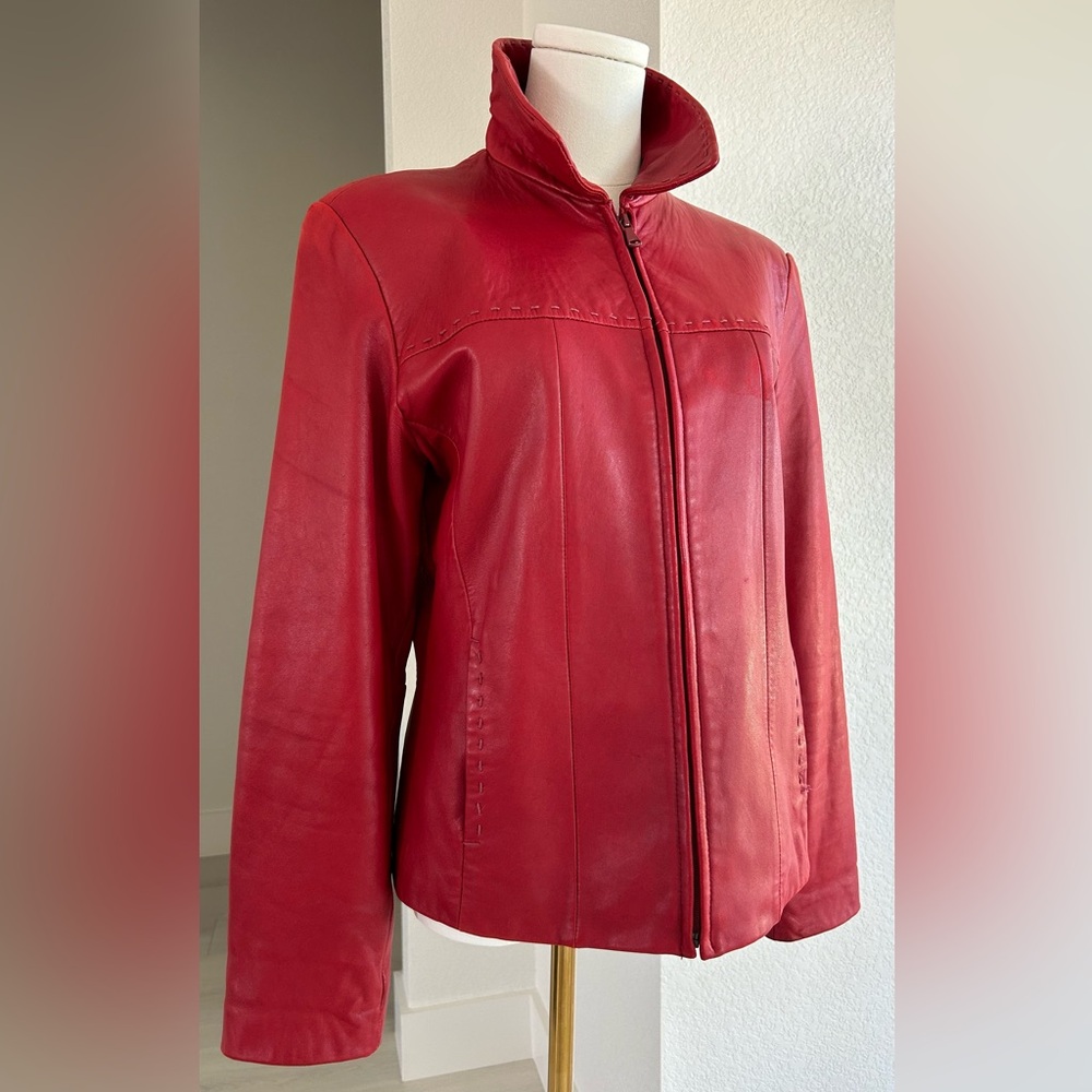 Underground Red Leather Zip-Front Jacket